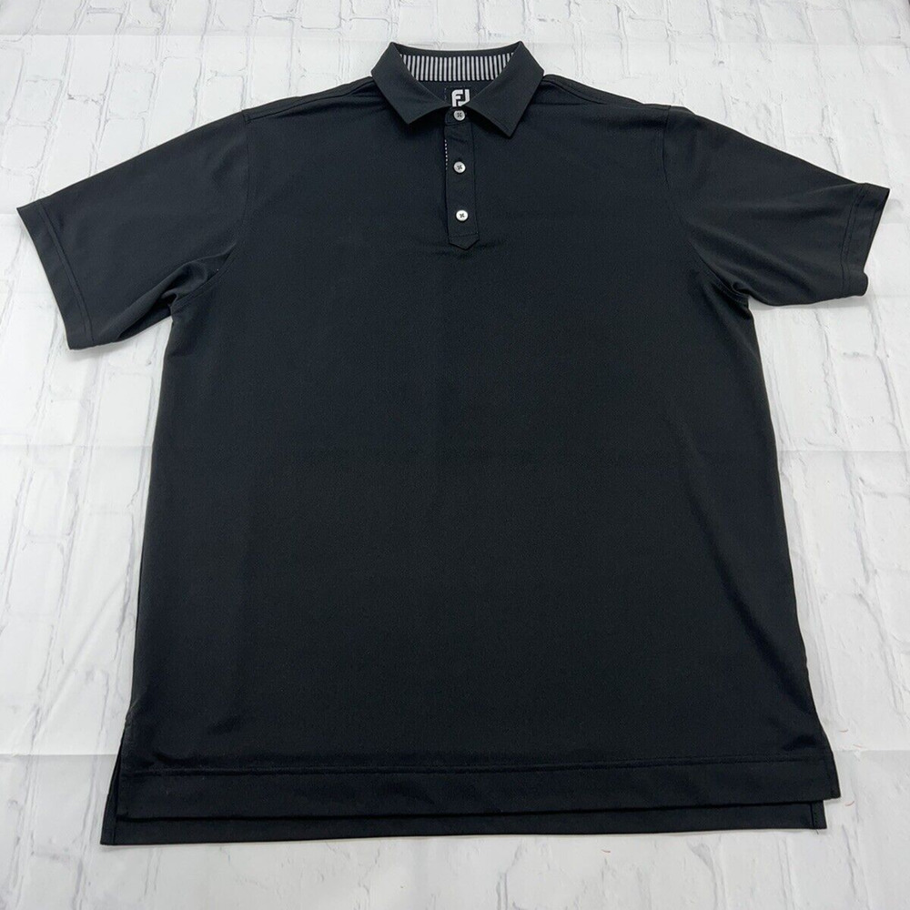FootJoy Men’s Polo Shirt Short Sleeve Black Golf Foot Joy Golfing Size Large